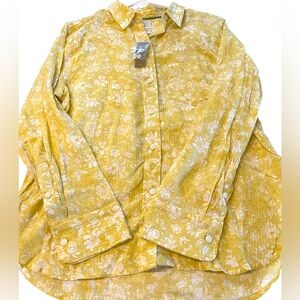 J. Crew Yellow Floral Women’s Button Down Shirt NWT